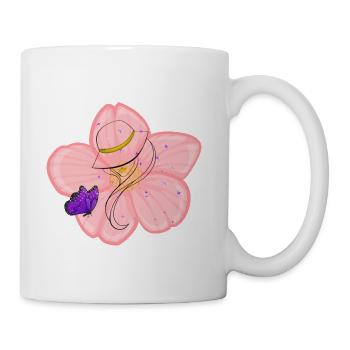 Pastel Hibiscus Butterfly Charm - Coffee/Tea Mug - white - Right