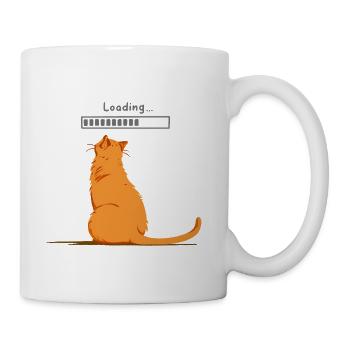 Orange Cat Waiting Loading Bar - Coffee/Tea Mug - white - Right