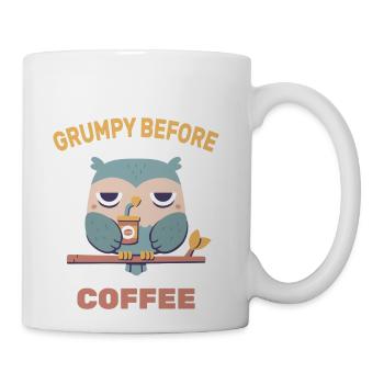 Grouchy Owl Grumpy Before Coffee Funny - Coffee/Tea Mug - white - Right
