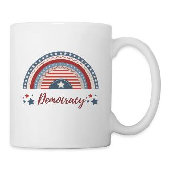 Patriotic Red White and Blue Rainbow Democracy - Coffee/Tea Mug - white - Right