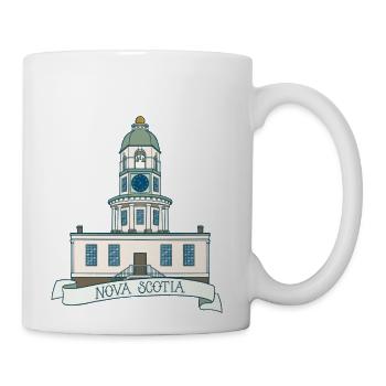 Halifax Town Clock With Nova Scotia Banner - Coffee/Tea Mug - white - Right