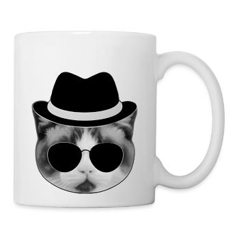 Blues Cat 3 Grayscale - Coffee/Tea Mug - white - Right