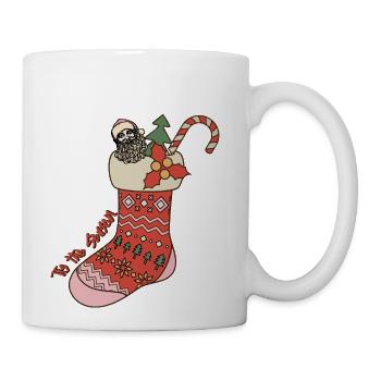 Xmas Christmas Tis The Season Sock Mistletoe - Coffee/Tea Mug - white - Right