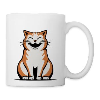 Happy Orange Tabby Vector 3 Colors - Coffee/Tea Mug - white - Right