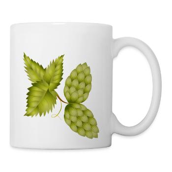 Hops and Hop Leaf – Natural Beer Motif - Coffee/Tea Mug - white - Right