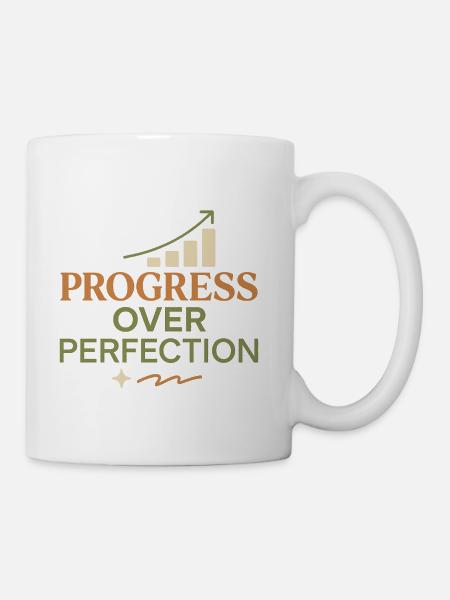 Progress Over Perfection Motivational Design - Coffee/Tea Mug - white