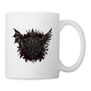 Crowned Gothic Crest with Gear Wings - Coffee/Tea Mug - white - Right