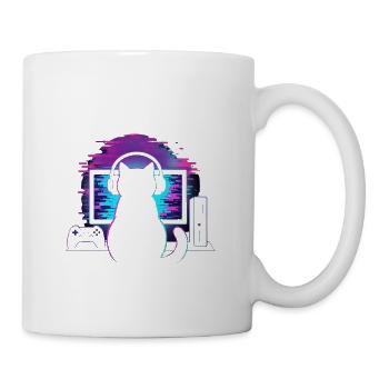 Neon Glitch Cat Gamer - Coffee/Tea Mug - white - Right