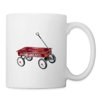 Fire Island Red Wagon Watercolor Beach Vacation  - Coffee/Tea Mug - white - Right