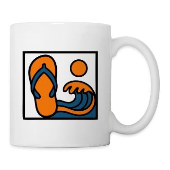 Flip Flops Beach Badge Logo - Coffee/Tea Mug - white - Right