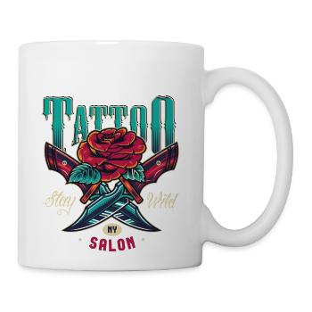 Tattoo With Two Crossed Daggers And A Rose - Coffee/Tea Mug - white - Right