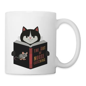 Cat Reading a Book: The Art of Mouse Catching - Coffee/Tea Mug - white - Right