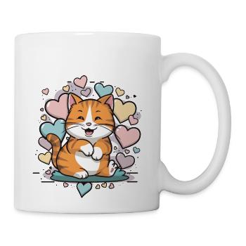 Happy Hearts Orange Tabby Cat - Coffee/Tea Mug - white - Right