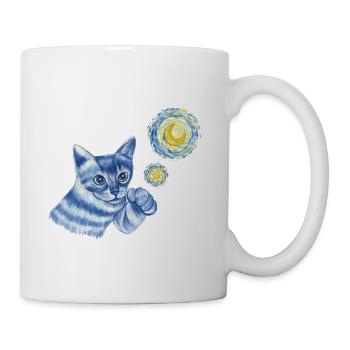  Blue Starry Night British Shorthair Cat Graphic - Coffee/Tea Mug - white - Right