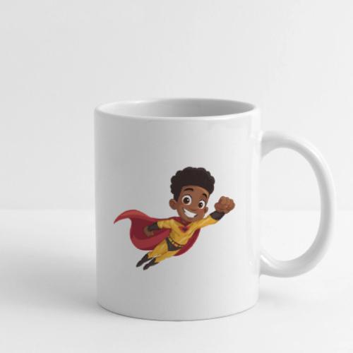 Flying Cartoon Superhero Boy in Red Cape - Coffee/Tea Mug