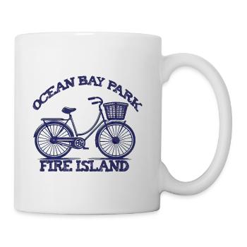 OCEAN BAY PARK Fire Island bike summer beach fam - Coffee/Tea Mug - white - Right