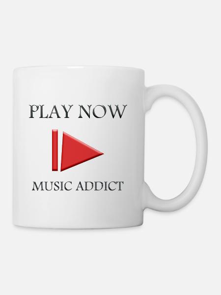 Play Now Music Addict Logo - Coffee/Tea Mug - white