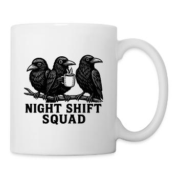 Night Shift Squad – Raven Coffee Crew Design - Coffee/Tea Mug - white - Right