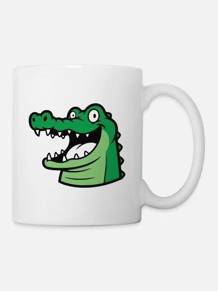 Playful Green Alligator Cartoon Head - Coffee/Tea Mug - white