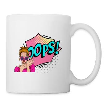 Oops Pop Art Girl Graphic - Coffee/Tea Mug - white - Right
