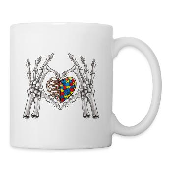 Skeleton Hands Form Puzzle Heart - Coffee/Tea Mug - white - Right