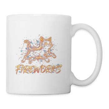 Neon Cat Fireworks - Coffee/Tea Mug - white - Right