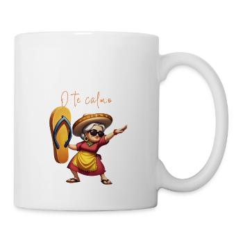 Funny Mexican Grandma Carton with Sandal 'Te Calma - Coffee/Tea Mug - white - Right