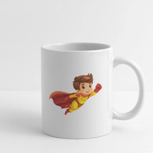 Cheerful Cartoon Superhero Boy Flying High - Coffee/Tea Mug