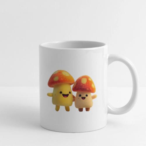 Joyful Cartoon Mushroom Duo - Coffee/Tea Mug
