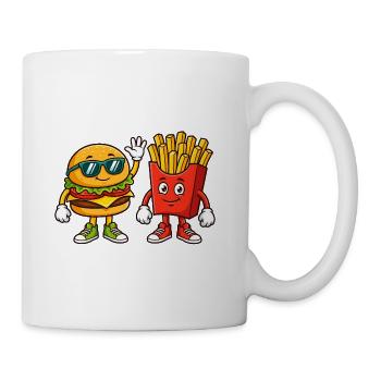 Cool Hamburger and French Fries Cartoon Best Frien - Coffee/Tea Mug - white - Right