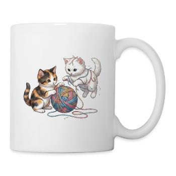 Playful Kittens and Yarn - Coffee/Tea Mug - white - Right