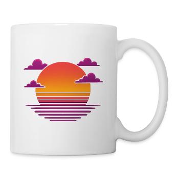 Retro Neon Sunset Horizon - Coffee/Tea Mug - white - Right