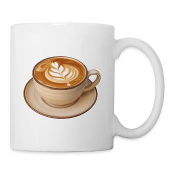 Leaf Latte Art on Ceramic Cup - Coffee/Tea Mug - white - Right