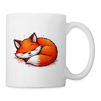 Sleeping Fox – Cute Animal Motif - Coffee/Tea Mug - white - Right