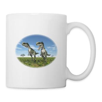Monolophosaurus in a Prehistoric Landscape - Coffee/Tea Mug - white - Right
