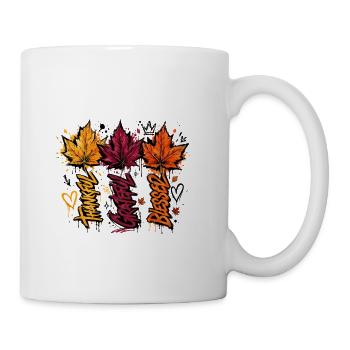 Autumn Graffiti Leaves - Coffee/Tea Mug - white - Right