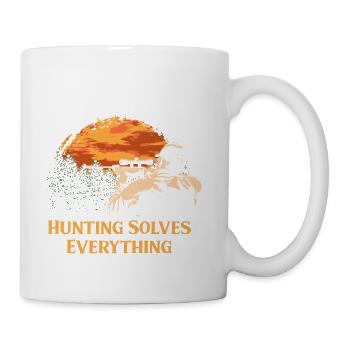 Hunting Solves Everything Hunter Positive Quotes - Coffee/Tea Mug - white - Right