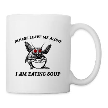 Retro Mothman Eating Soup Cryptid 90s - Coffee/Tea Mug - white - Right