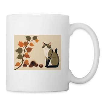 Autumn Cat and Chestnuts - Coffee/Tea Mug - white - Right