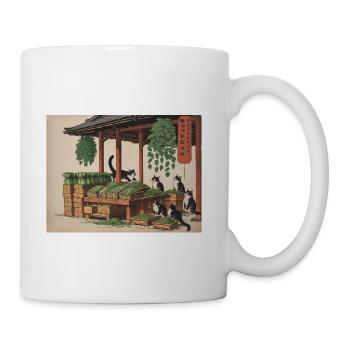 Cat Market Garden Ukiyo-e Style - Coffee/Tea Mug - white - Right
