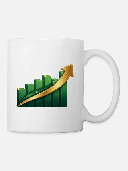 Green Bar Chart with Gold Arrow - Coffee/Tea Mug - white