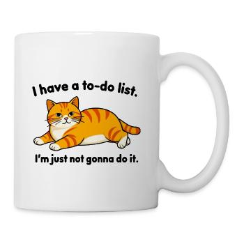 Procrastinating Orange Tabby Meme - Coffee/Tea Mug - white - Right