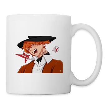 Cool Orange Hair Anime Boy with Hat Art - Coffee/Tea Mug - white - Right