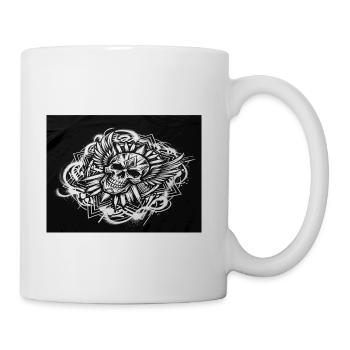 Skull Wings Geometric Burst - Coffee/Tea Mug - white - Right
