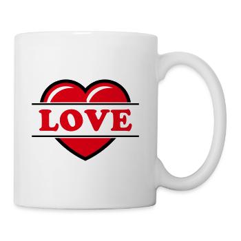Heart / Love (Present / Gift / Red 2C) - Coffee/Tea Mug - white - Right
