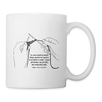Psaml 139:13 Knitting Hands - Coffee/Tea Mug - white - Right