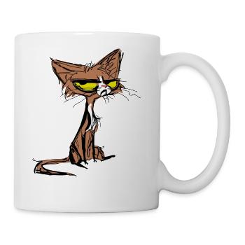 Funny Meh Cat for Cat Lovers - Coffee/Tea Mug - white - Right
