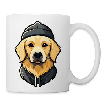 Golden Retriever with cap - Coffee/Tea Mug - white - Right