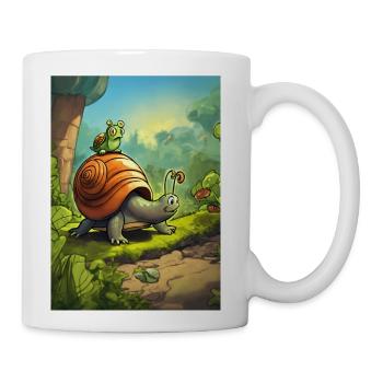 a CARTOON IMAGE OF A TERRIFIED - Coffee/Tea Mug - white - Right