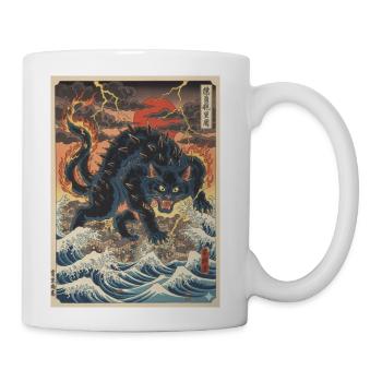 Spiked Kaiju Over Tempest Ocean - Coffee/Tea Mug - white - Right